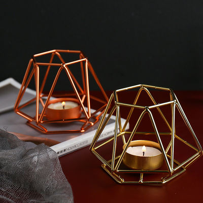 Simple Iron geometric Candle Holder Wedding Home Gem Candle stand Craft